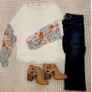 Balloon sleeve thermal blouse